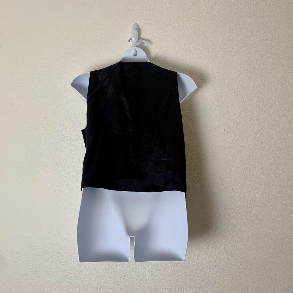 SANTA FE Womens Leather Suede Vest L Fringe Bohemian Black Button Up Sleeveless - Picture 5 of 9